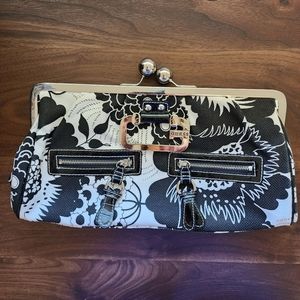 Guess Black & White Floral Clutch Bag